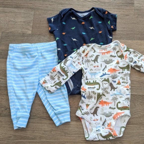Carter's Dinosaur 3 Month 3-Piece Matching Set - Picture 1 of 4